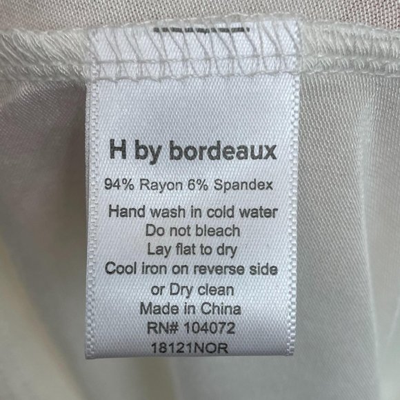 H by Bordeaux off white ivory cap sleeve ruched short sleeve tee extra large - Picture 10 of 12
